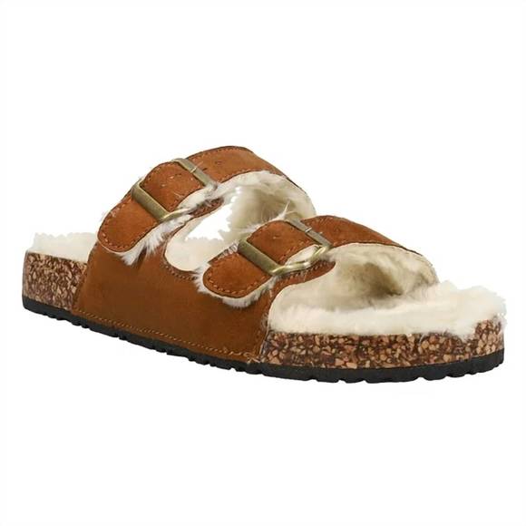 NEW CORKYS FOOTWEAR fluffy laid back sandal in chestnut - Picture 1 of 5